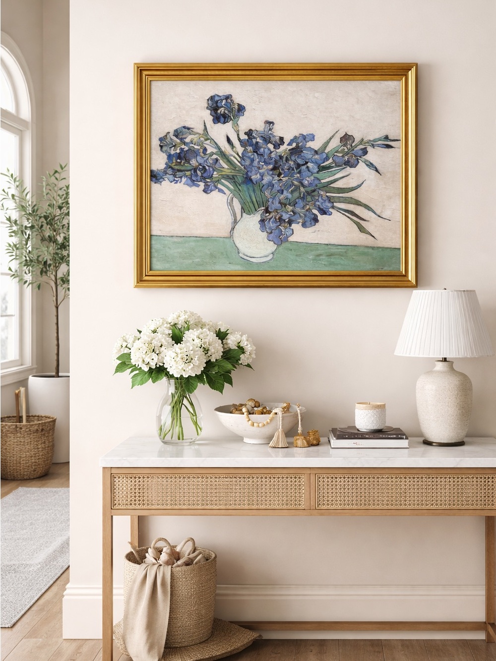 20x16” Irises by Vincent Van Gogh with beautiful gold frame